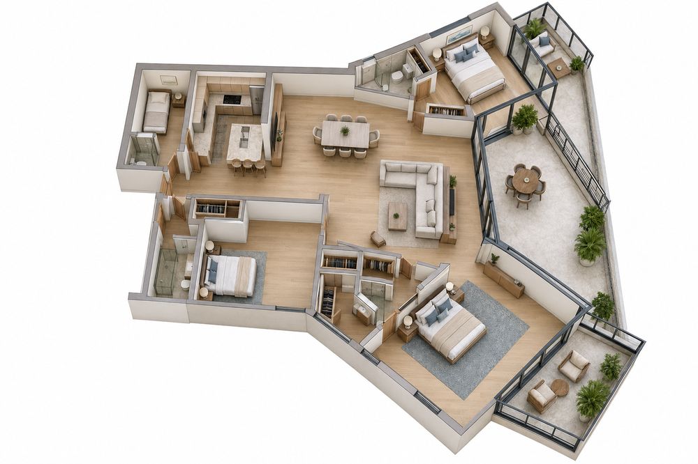 Cutaway rendering of the same residence after the planned renovation